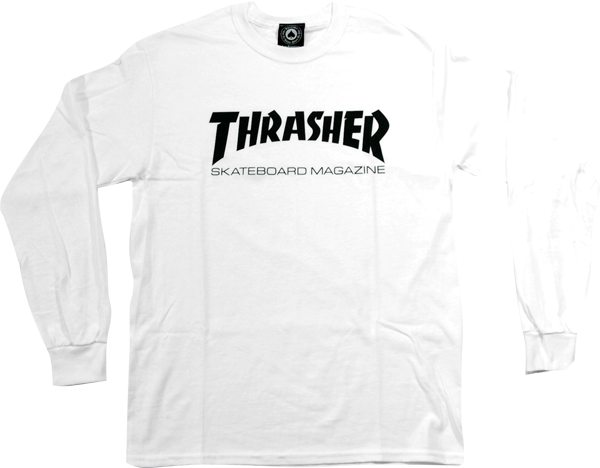 Thrasher Skate Mag Long Sleeve T-Shirt - Size: SMALL White/Black