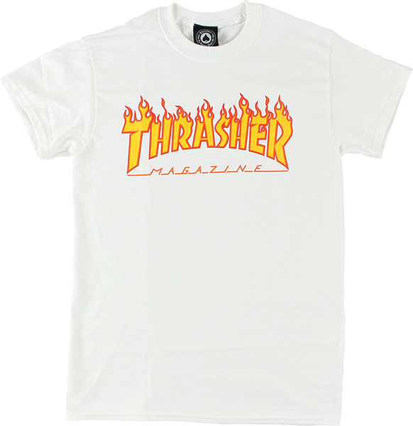 Thrasher Flame T-Shirt - Size: LARGE White
