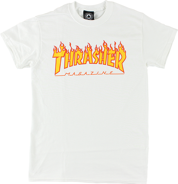 Thrasher Flame T-Shirt - Size: LARGE White