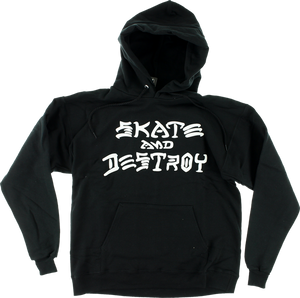 Thrasher Sk8 & Destroy Hooded Sweatshirt - LARGE Black