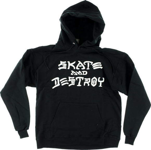 Thrasher Sk8 & Destroy Hooded Sweatshirt - LARGE Black
