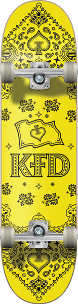KFD Bandana Complete Skateboard -7.75 Yellow 
