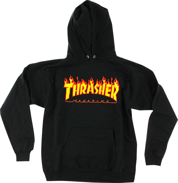 Thrasher Flames Hooded Sweatshirt - SMALL Black/Yellow/Red
