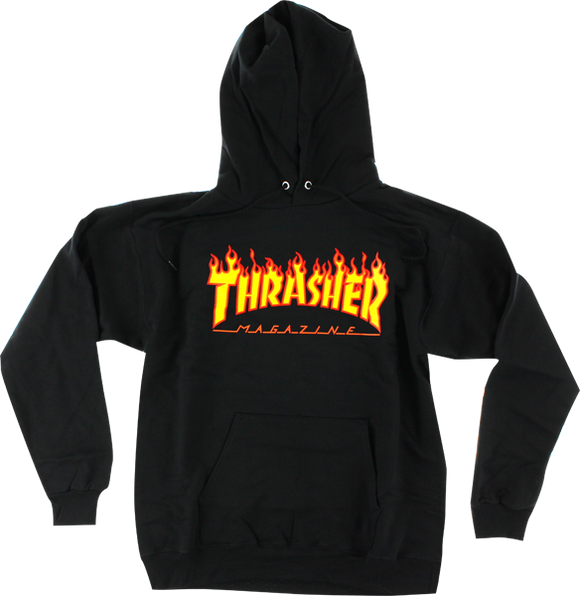 Thrasher Flames Hooded Sweatshirt - SMALL Black/Yellow/Red