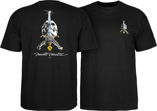 Powell Peralta Skull & Sword T-Shirt - Size: MEDIUM Black