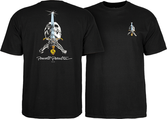 Powell Peralta Skull & Sword T-Shirt - Size: MEDIUM Black
