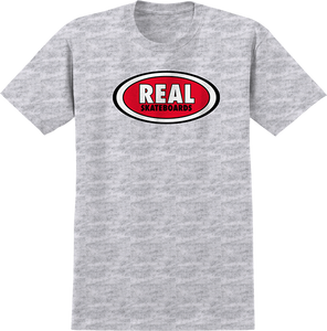 Real Oval T-Shirt - Size: LARGE Ash/Red