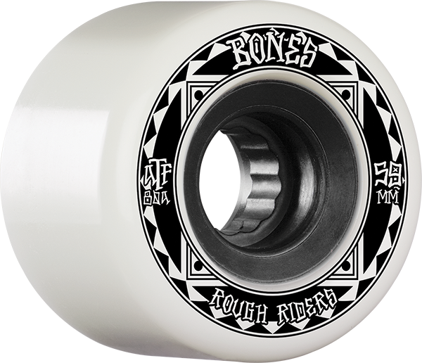 Bones Wheels ATF Rough Rider Runners 59mm 80a White/Black Skateboard Wheels (Set of 4)