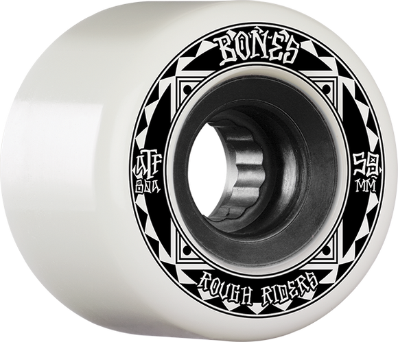 Bones Wheels ATF Rough Rider Runners 59mm 80a White/Black Skateboard Wheels (Set of 4)