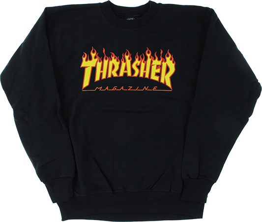 Thrasher Flame Logo Crew Sweatshirt - MEDIUM Black/Yellow