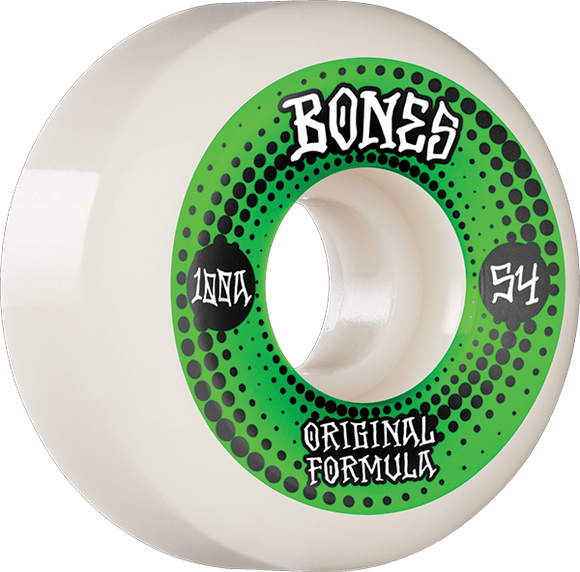 Bones Wheels 100'S Og V5 Originals 54mm 100a White Skateboard Wheels (Set of 4)