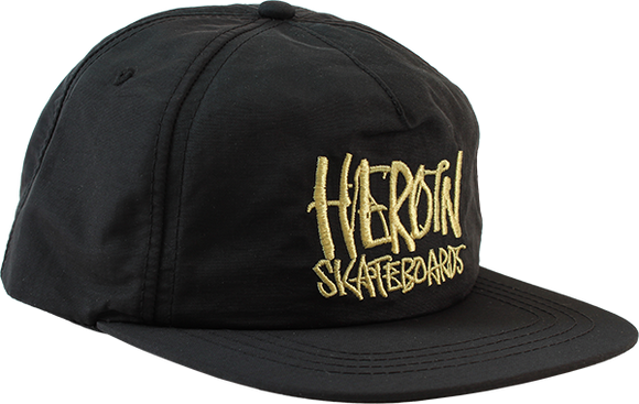 Heroin Script Nylon Skate Skate HAT - Adjustable Black/Gold   