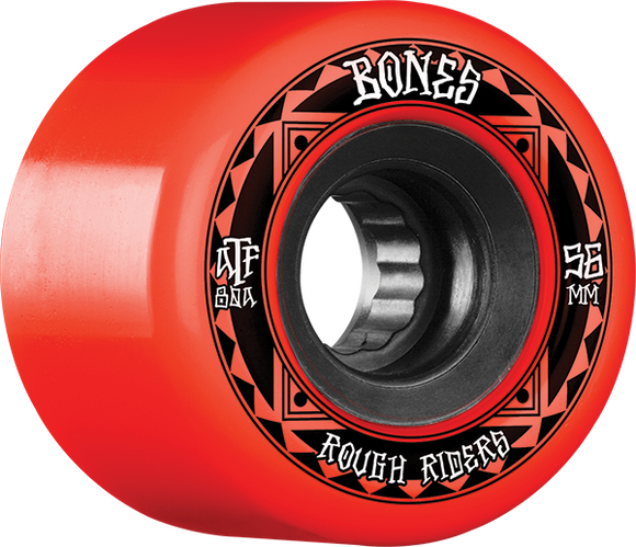 Bones Wheels ATF Rough Rider Runners 56mm 80a Red/Black Skateboard Wheels (Set of 4)