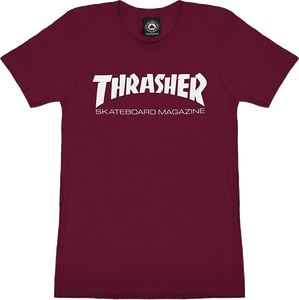 Thrasher Mag Logo Girls T-Shirt - Size: X-SMALL Maroon