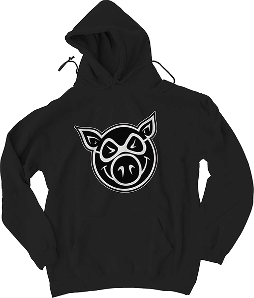 Pig Head Hooded Sweatshirt - MEDIUM Black