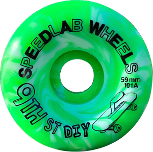 Speedlab 9th Street Diy 59mm 101a Green/White Swirl Skateboard Wheels (Set of 4)