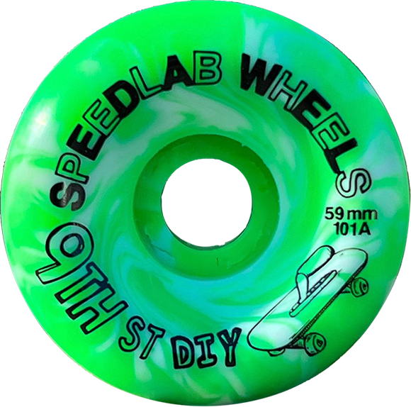 Speedlab 9th Street Diy 59mm 101a Green/White Swirl Skateboard Wheels (Set of 4)