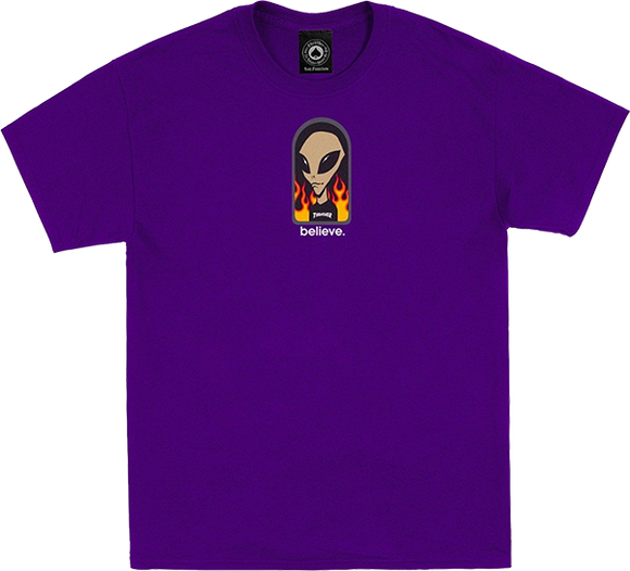 Thrasher X Alien Workshops Believe T-Shirt - Size: X-LARGE Purple