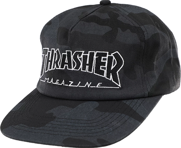 Thrasher Outlined Skate Skate HAT - Adjustable Black Camo  