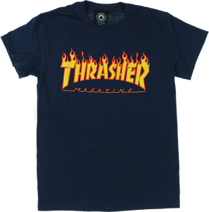 Thrasher Flame T-Shirt - Size: LARGE Navy