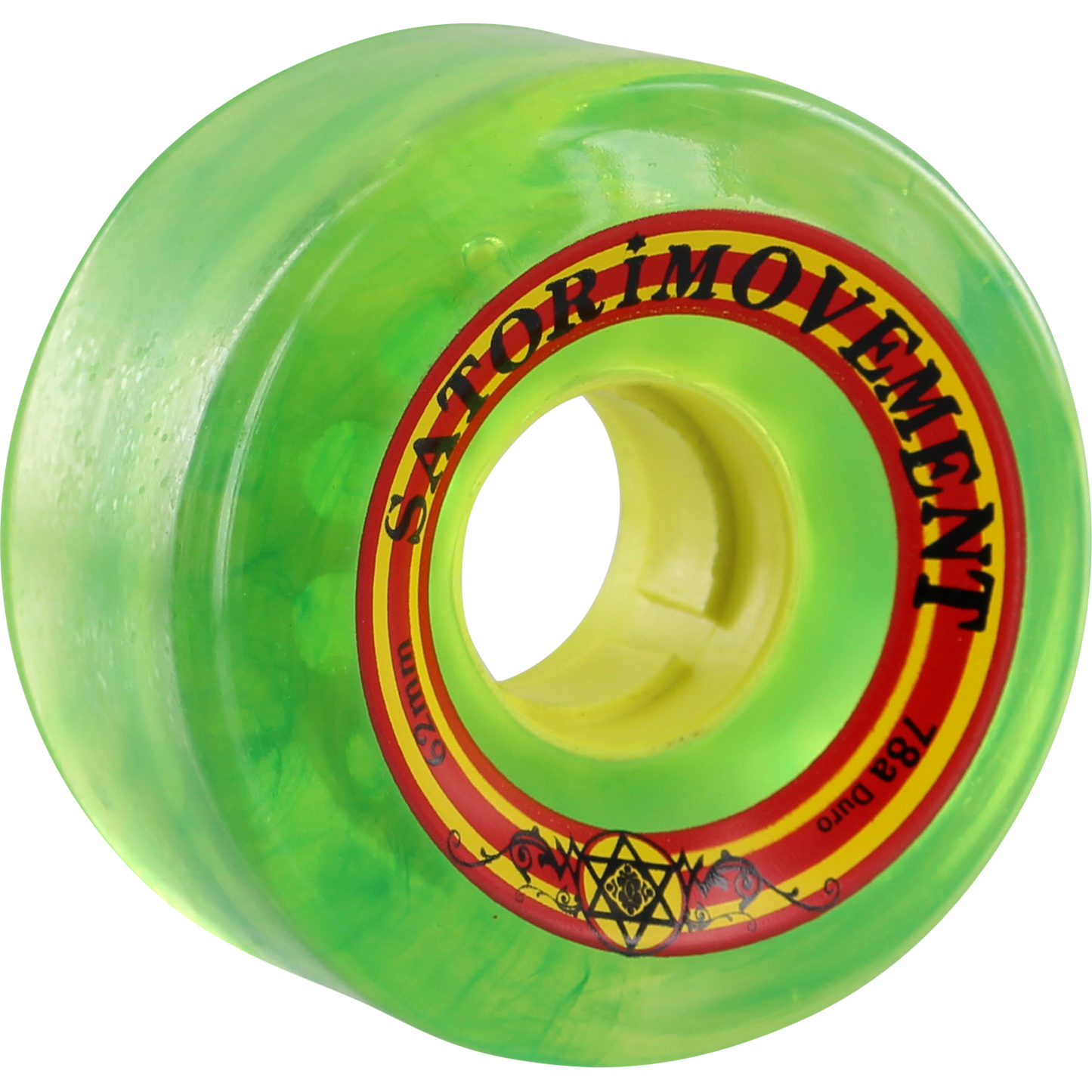 Satori Goo Ball Rasta 62mm 78a Clear Green Longboard Wheels (Set of 4)