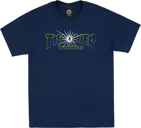 Thrasher X Alien Workshops Nova T-Shirt - Size: MEDIUM Navy