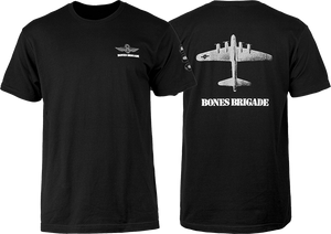 Bones Wheels Brigade Bomber T-Shirt - Size: MEDIUM Black