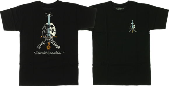 Powell Peralta Skull & Sword T-Shirt - Size: SMALL Black