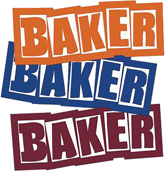 Baker 12/Pk Assorted  Brand Logos Sticker Pk Blue/Red/Bk