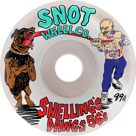 Snot Snelling Dogs 56mm 99a White Skateboard Wheels (Set of 4)