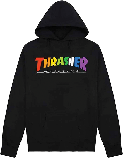 Thrasher Rainbow Mag Hood Hooded Sweatshirt - SMALL Black