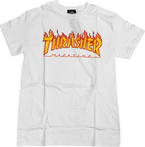 Thrasher Flame T-Shirt - Size: XX-LARGE White