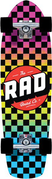 Rad Retro Roller Complete Skateboard -7.9x28 Checker Neon Fade 