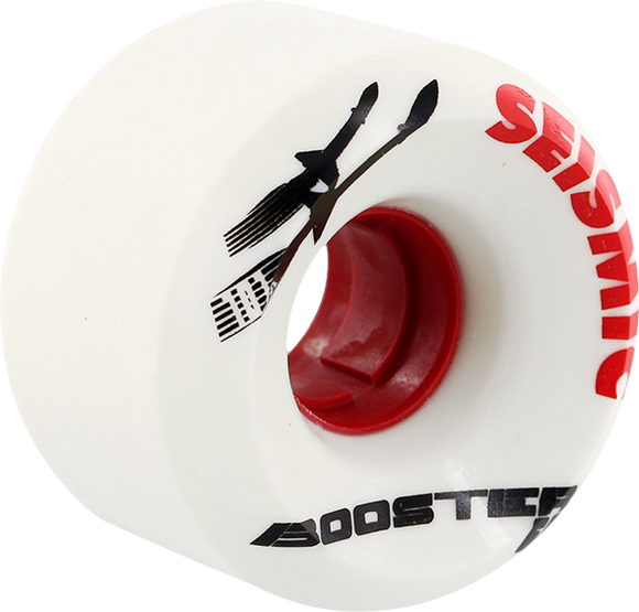 Seismic Booster 63mm 101a White/Red Longboard Wheels (Set of 4)