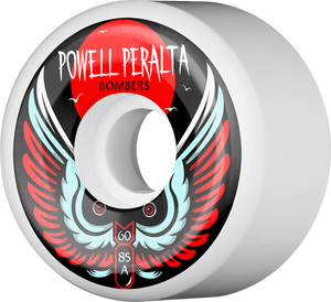 Powell Peralta Bomber III 85a 60mm White Skateboard Wheels (Set of 4)