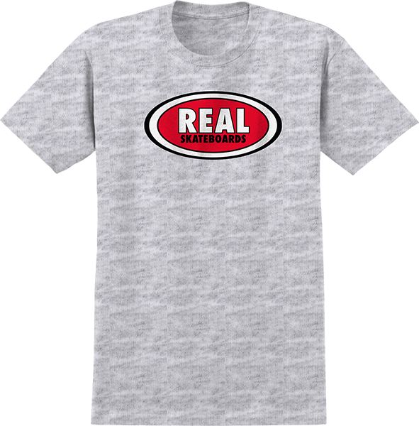 Real Oval T-Shirt - Size: X-LARGE Ash/Red