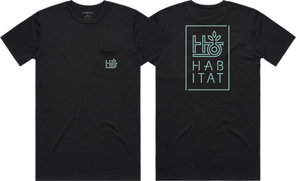 Habitat Pod Stacked Pocket T-Shirt - Size: SMALL Black