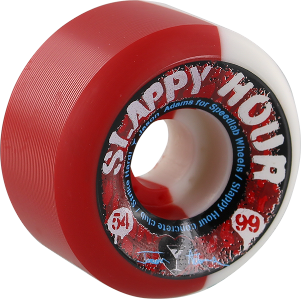 Speedlab Adams Slappy Hour 54mm 99a White/Red Swirl Skateboard Wheels (Set of 4)