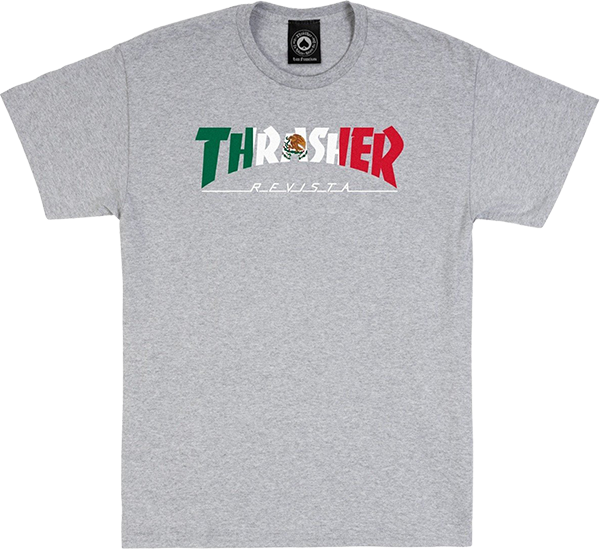 Thrasher Mexico T-Shirt - Size: SMALL Heather Grey