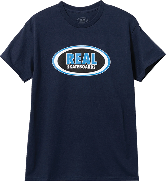 Real Oval T-Shirt - Size: MEDIUM Navy/Blue/Black/White