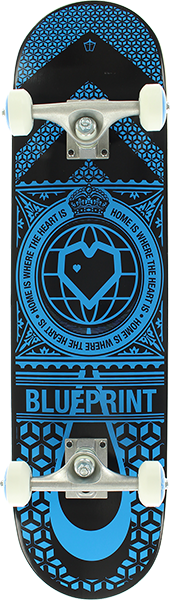 Blueprint Home Heart Complete Skateboard -7.75 Black/Blue 