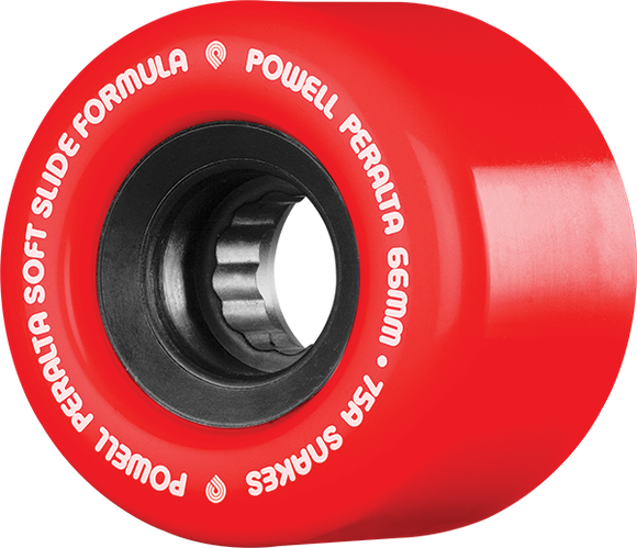 Powell Peralta Snakes 66mm 75a Red/Black W/White Longboard Wheels (Set of 4)