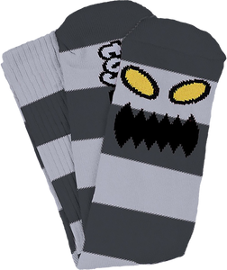 Toy Machine Monster Big Stripe Crew Socks Grey - Single Pair 