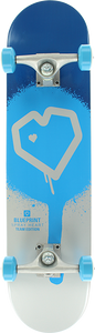 Blueprint Spray Heart Complete Skateboard -7.5 Blue/Silver 