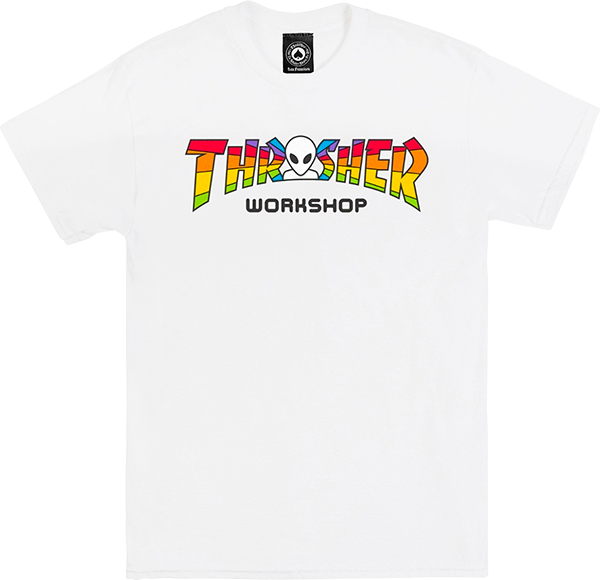 Thrasher X Alien Workshops Spectrum T-Shirt - Size: LARGE White