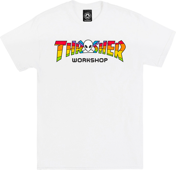 Thrasher X Alien Workshops Spectrum T-Shirt - Size: LARGE White