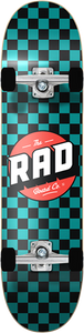 Rad Checker Complete Skateboard -7.2 Black/Teal 