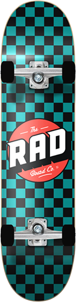 Rad Checker Complete Skateboard -7.2 Black/Teal 