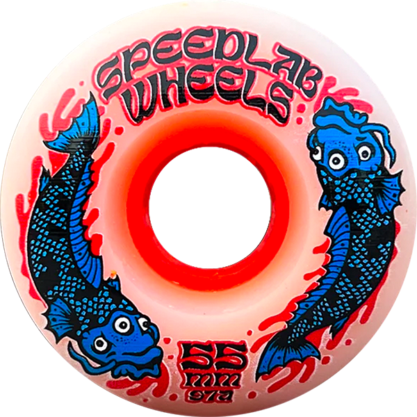 Speedlab Koi 55mm 97a White/Red/Blu Skateboard Wheels (Set of 4)