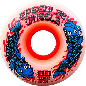 Speedlab Koi 55mm 97a White/Red/Blu Skateboard Wheels (Set of 4)
